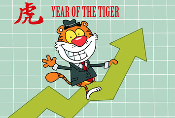 Business Tiger On A Profit Arrow, Chinese Symbol