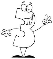 Outlined Funny Cartoon Numbers-3