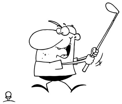 Outlined Male Golfer