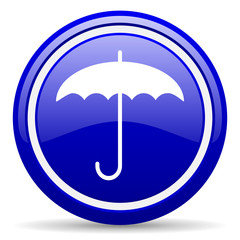 umbrella blue glossy icon on white background