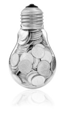 Traditional glass bulb with many silver coins