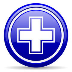 Fototapeta premium pharmacy blue glossy icon on white background