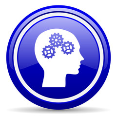 head blue glossy icon on white background