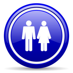 couple blue glossy icon on white background