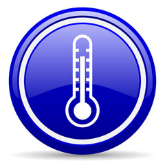 thermometer blue glossy icon on white background