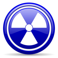 radiation blue glossy icon on white background