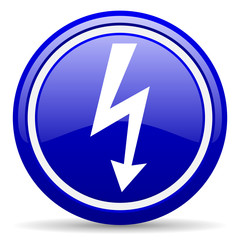 lightning blue glossy icon on white background
