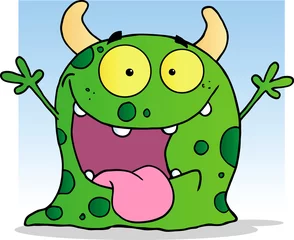 Photo sur Plexiglas Créatures Personnage de dessin animé heureux petit monstre
