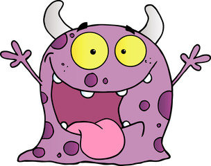 Personnage de dessin animé heureux monstre violet