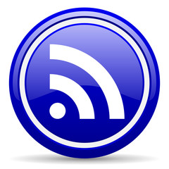 rss blue glossy icon on white background