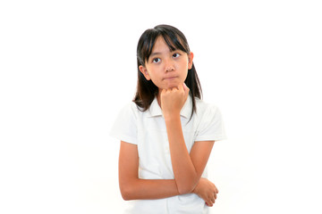 Naklejka premium 考え事をする女の子