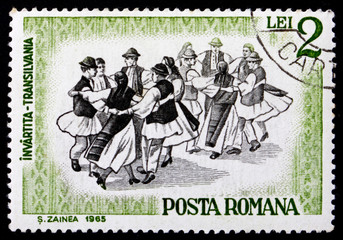 Postage stamp Romania 1966 Folk Dancers of Transylvania