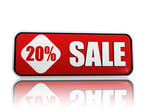 20 percentage off sale red banner