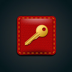 Key icon leather button