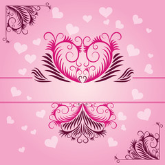 Pink vintage patterns on Valentines day card