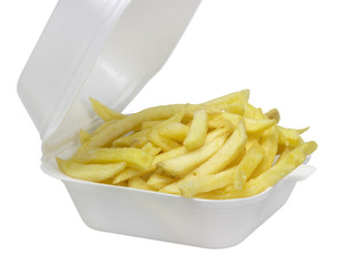 French fries in a plastic box