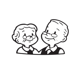 Happy old couple of frame on white background