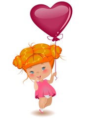 Милая девочка с воздушным шаром в виде сердца