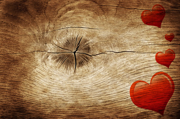 love symbol on old wooden wall