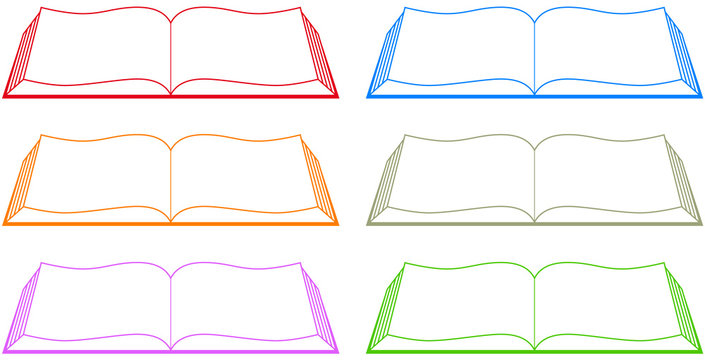 set isolated colorful book silhouette