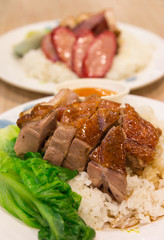 Roast duck with rice and sauce
