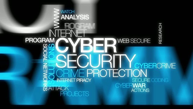 Cyber security crime protection word tag cloud video