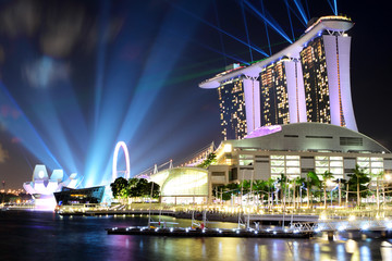 Obraz premium Singapore city skyline at night