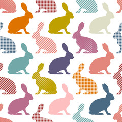 Seamless Pattern Bunny Stripes/Dots/Check Retro