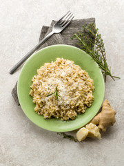 integral risotto with ginger rosemary  parmesan  and gorgonzola