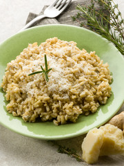 integral risotto with ginger rosemary  parmesan  and gorgonzola