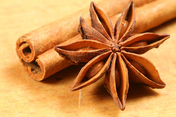 Star anise and cinnamon