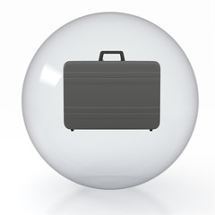 business briefcase in transparent sphere  on white