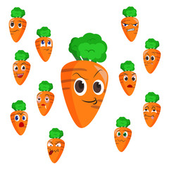 carrot cartoon with many expressions