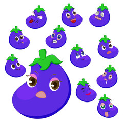 eggplant cartoon with many expressions