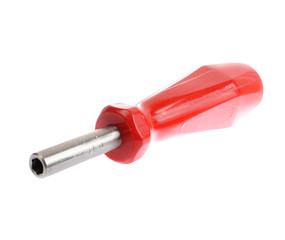 red screwdriver on white background