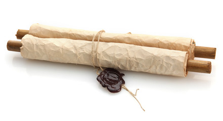 Old scroll isolated on white