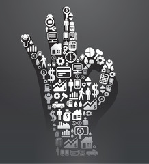 Elements are small icons Finance make in fingers shape ok