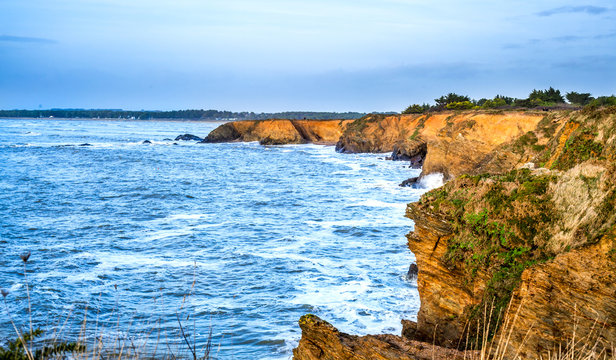 View of the cliffs of Pen B&eacute;, France, on the Brittany coast