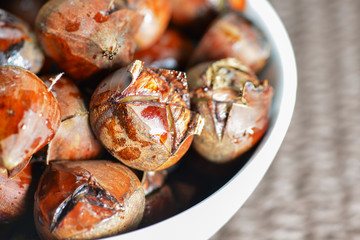 Fried chestnut in bowl