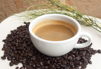 Coffee cup and Coffee beans