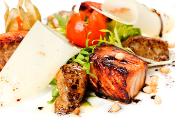 salad with salmon and seafood