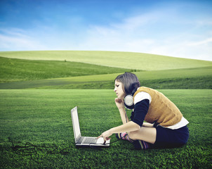 girl with laptop