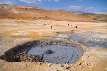 Deurstickers Boiling mud pools in Iceland © Santi Rodríguez