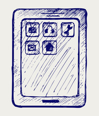 Digital tablet. Doodle style