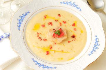 Parsnip soup. Selective focus.