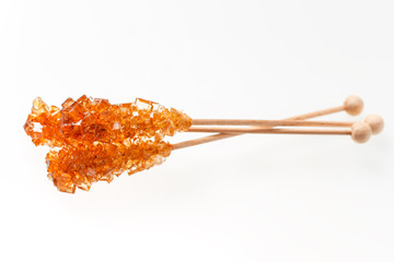 Three rocky candy sugar on a stick