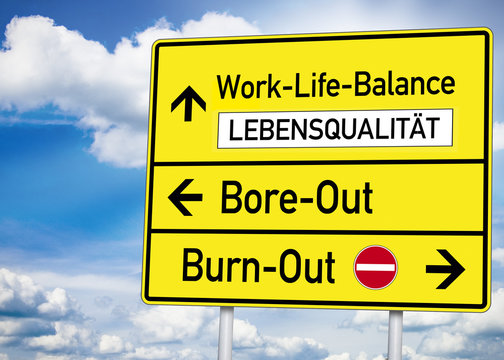 Wegweiser mit Work-Life-Balance