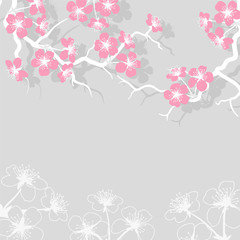 Card with stylized cherry blossom flowers.