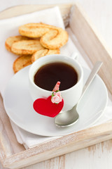 cup of coffee with heart and cookies