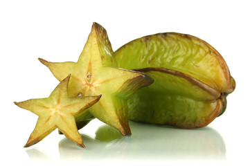 Fototapeta premium Ripe carambola isolated on white